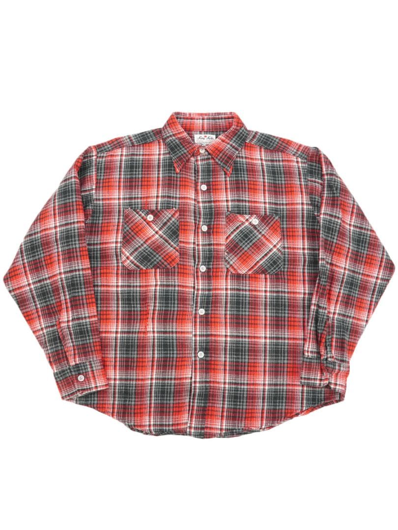60'S KING KOLE COTTON WOVEN PLAID FLANNEL SHIRT (APPROX.LARGE)