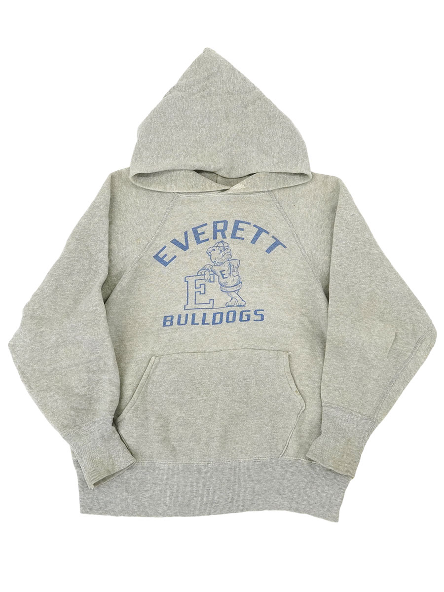 60'S SPORTSWEAR ''EVERETT BULLDOGS'' WATER PRINT HOODED SWEAT SHIRT  (APPROX.MEDIUM)