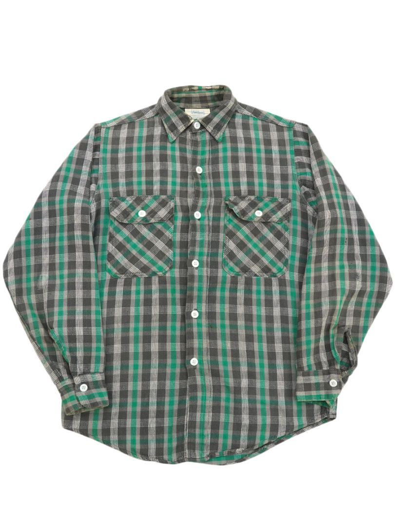 60'S POWR HOUSE COTTON WOVEN PLAID FLANNEL SHIRT (APPROX.14 1/2)