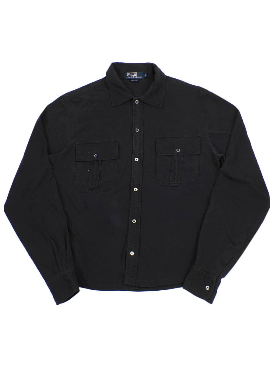 RALPH LAUREN PLAIN LONG SLEEVE SHIRT BLACK (SIZE.SMALL)