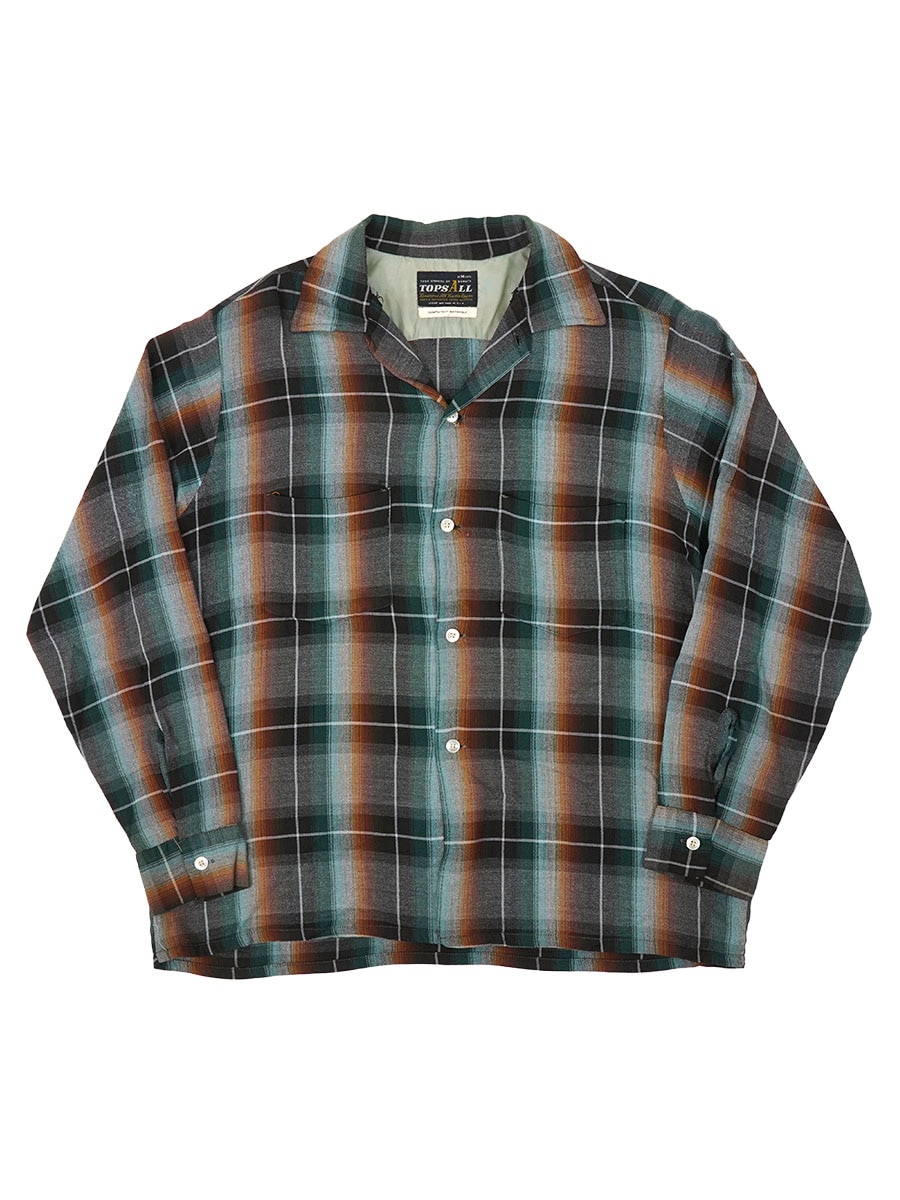 遊びビト様限定 60s 70s rayon check shirts usa製 60'S TOPSALL RAYON WOVEN PLAID SHIRT (SIZE.MEDIUM) MADE IN USA