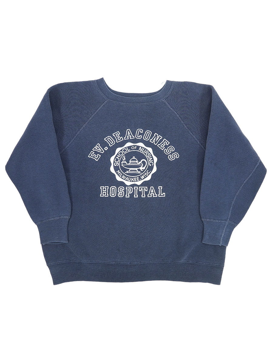 60'S ''EV.DEACONESS HOSPITAL'' SWEAT SHIRT (APPROX.MEDIUM)