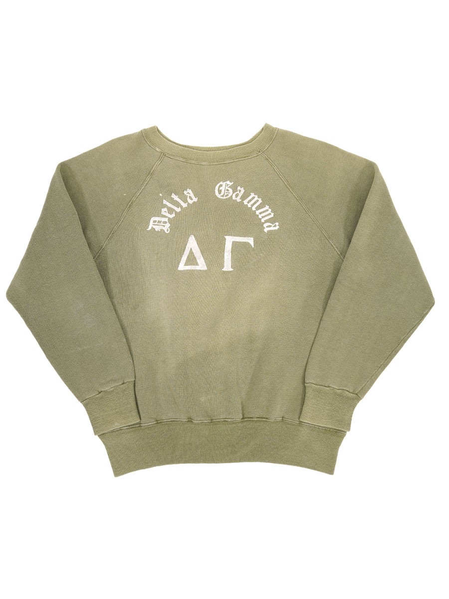 60'S ''DELTA GAMMA ΔΓ'' FLOCK PRINT SWEAT SHIRT (APPROX.LARGE)