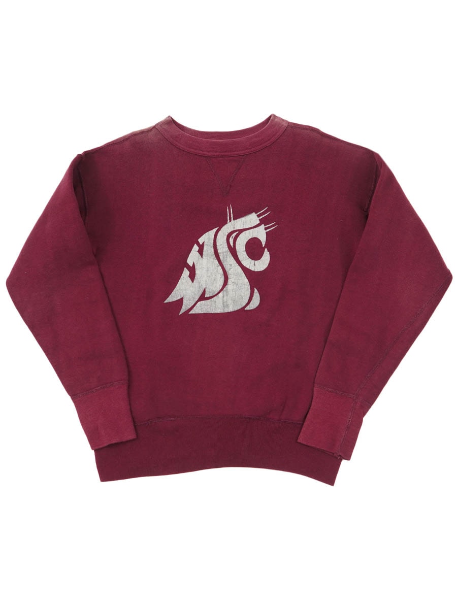 50's ''WSU'' FRONT V FLOCK PRINT SWEAT SHIRT (APPROX.MEDIUM)