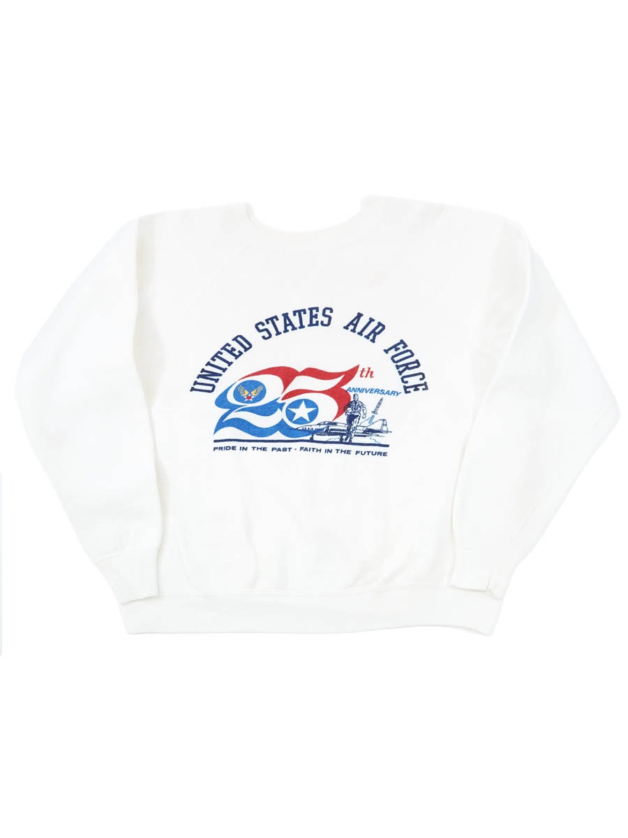 60's ''UNITED STATES AIR FORCE'' WATER PRINT SWEAT SHIRT WHITE (APPROX.MEDIUM)