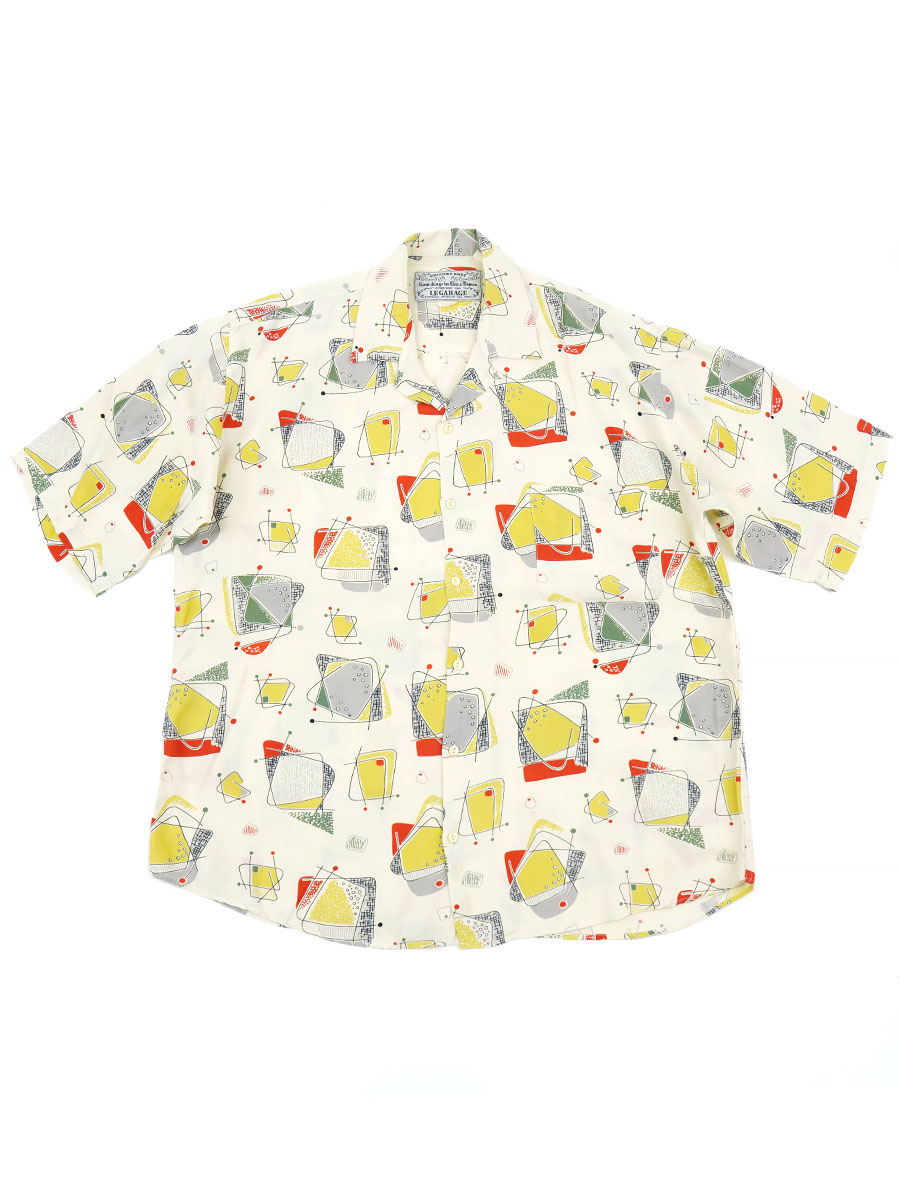 80'S LE GARAGE ATOMIC S/S RAYON SHIRT (APPROX. MEDIUM) MADE IN FRANCE