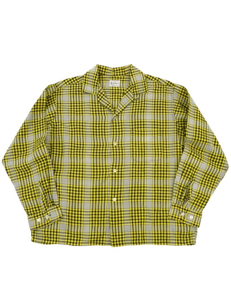 60's MAC TAGGART LOOP COLLAR COTTON PLAID L/S SHIRT (SIZE. 16-16 1/2) 