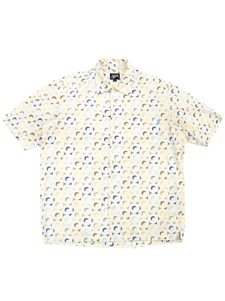 90'S STUSSY ATOMIC PRINT S/S SHIRT (SIZE.LARGE)