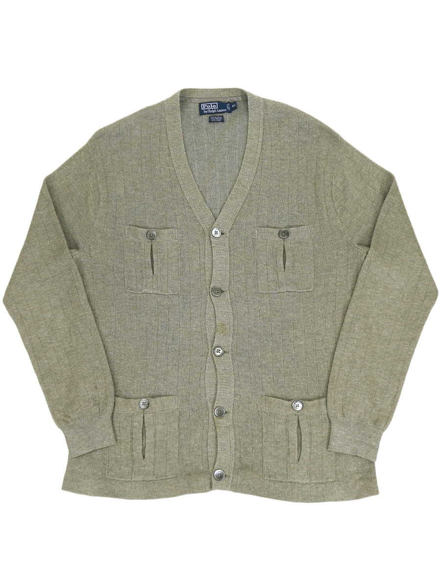 RALPH LAUREN 4 POCKET CARDIGAN GREY (SIZE.X LARGE)