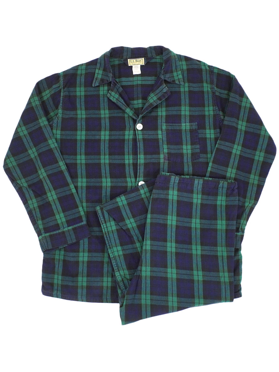 80'S L.L.BEAN BLACK WATCH TARTAN PAJAMA SET UP (SIZE.LARGE) MADE IN USA