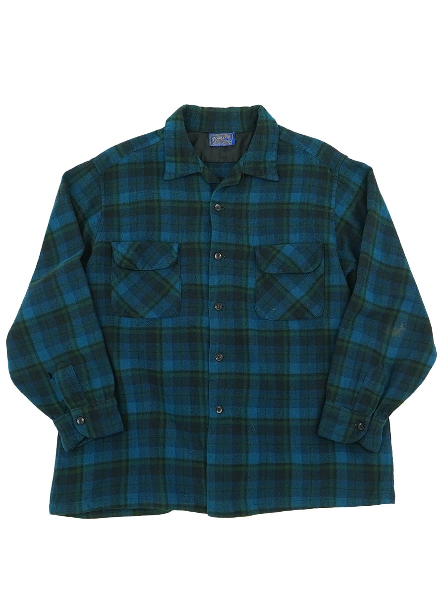 60'S PENDLETON PLAID BOARD SHIRT (SIZE.X LARGE)
