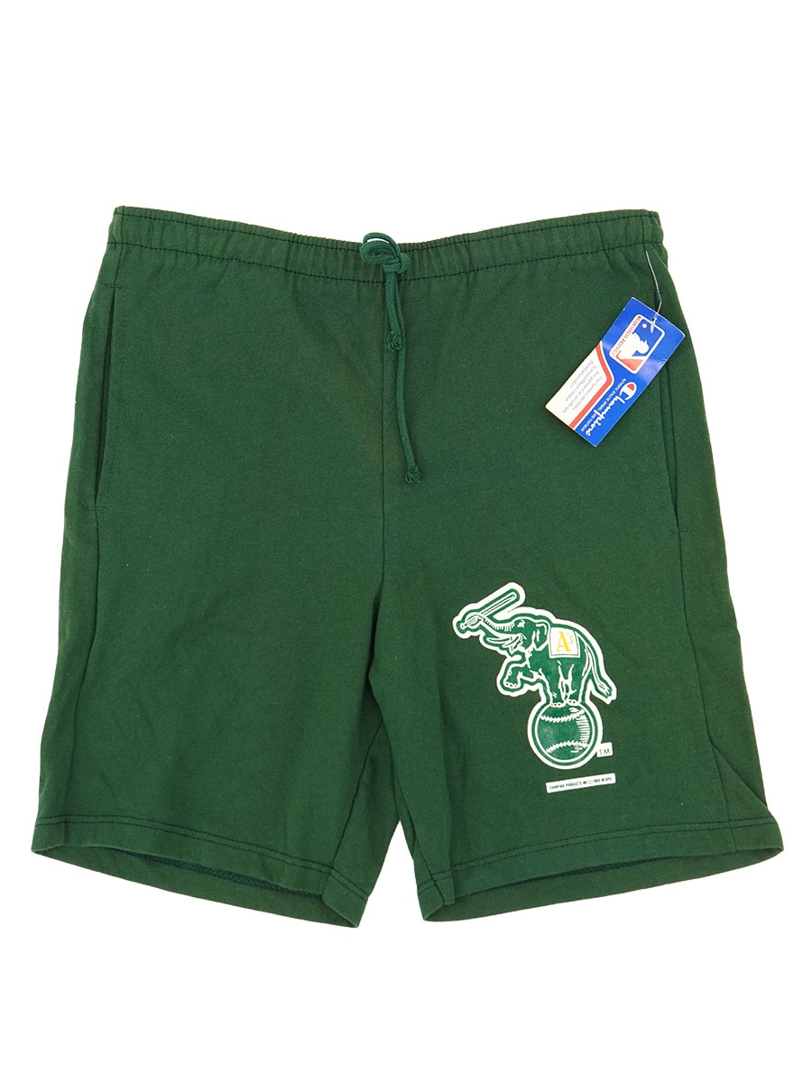 80'S CHAMPION ''OAKLAND ATHLETICS'' TEAM SHORTS GREEN (SIZE.SMALL) MADE IN USA NOS