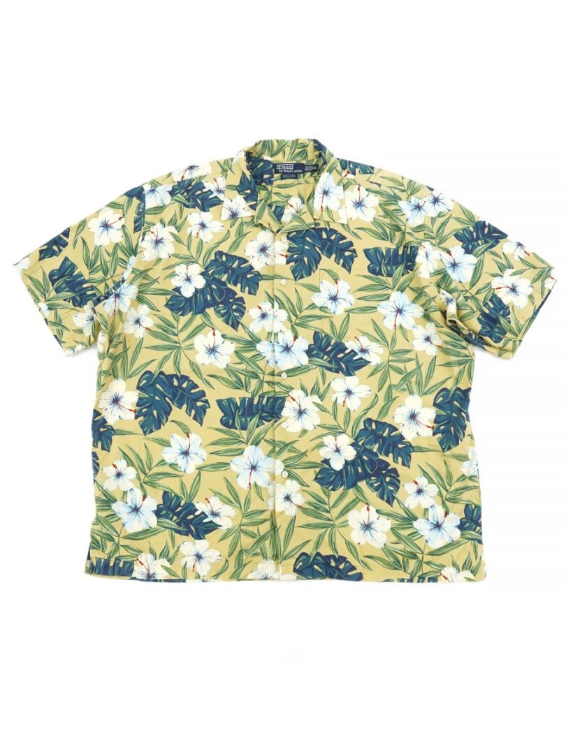 RALPH LAUREN CLAYTON 100%COTTON LOOP COLLAR BOTANICAL S/S SHIRT