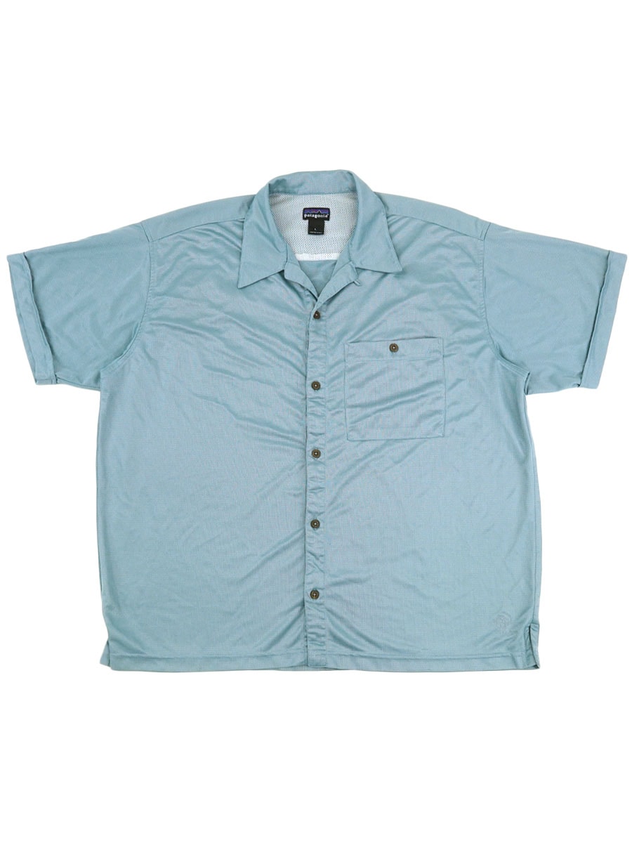 03 PATAGONIA RHYTHM 100% POLYESTER LOOP COLLAR SHORT SLEEVE SHIRT