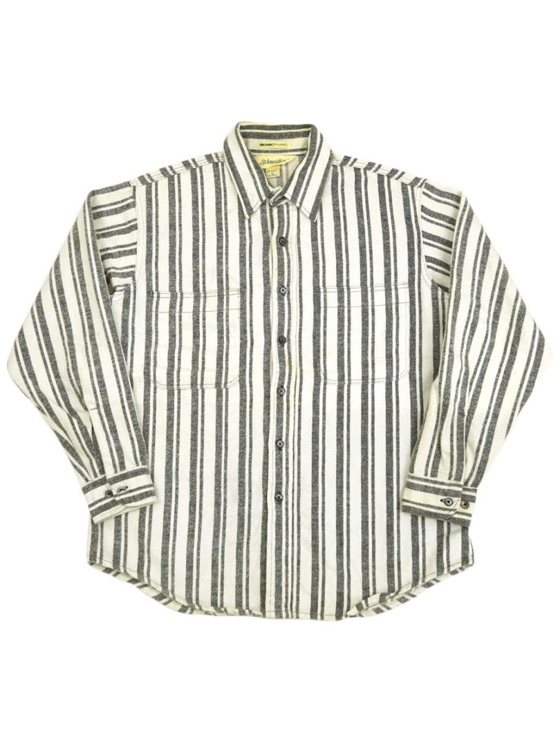90'S ST.JOHN'S BAY STRIPE FLANNEL SHIRT (SIZE.LARGE) MADE IN USA