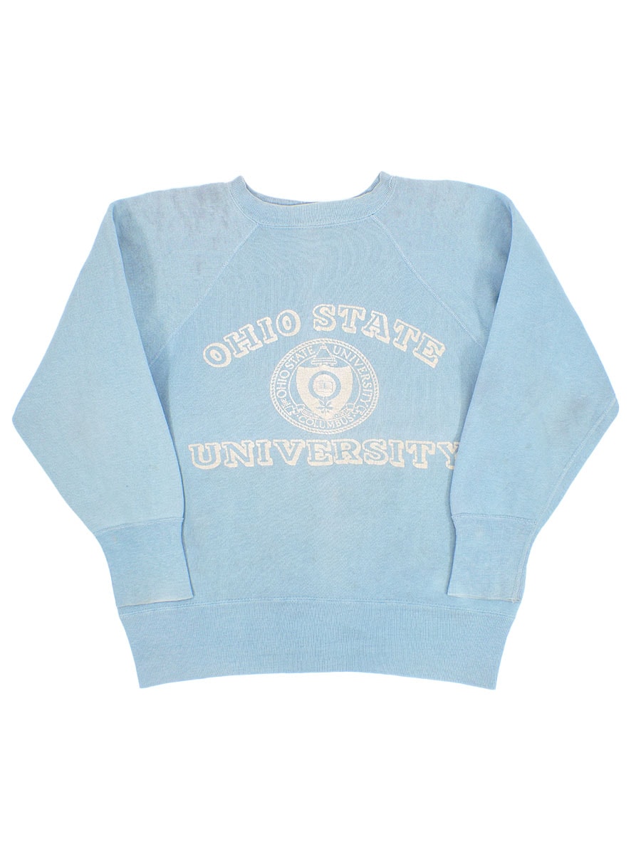 60's ''OHIO STATE UNIVERSITY'' 3段プリント ラグランスウェット