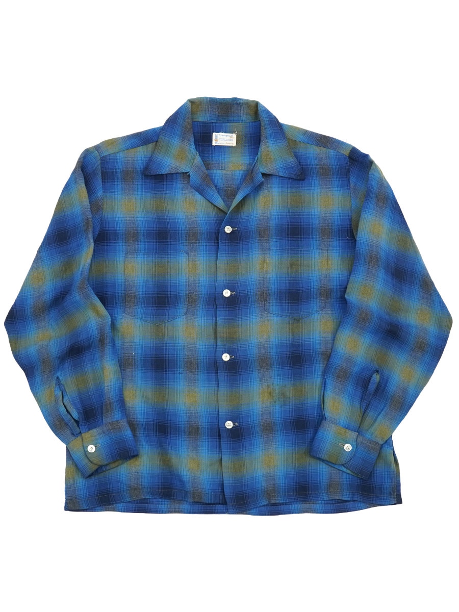 60'S TOWN CRAFT PLAID RAYON SHIRT BLUE (SIZE. MEDIUM) | すべての