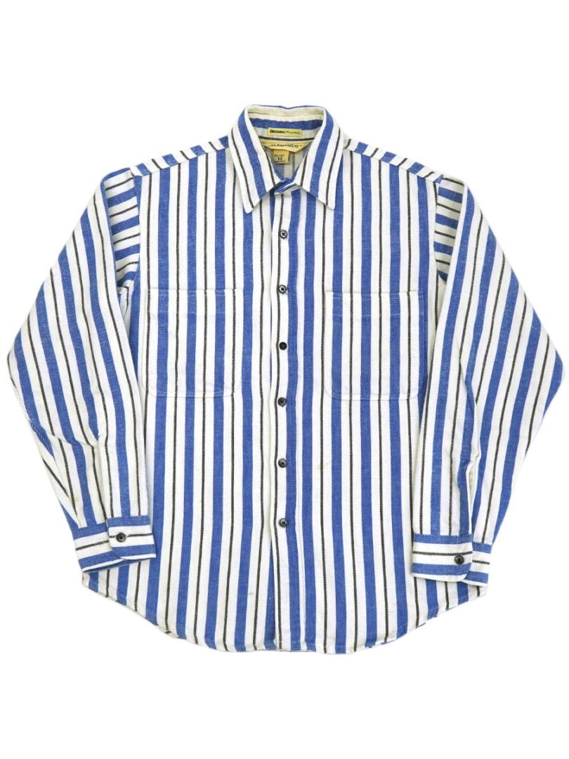 90'S ST.JOHN'S BAY STRIPE FLANNEL SHIRT (SIZE.MEDIUM) MADE IN USA