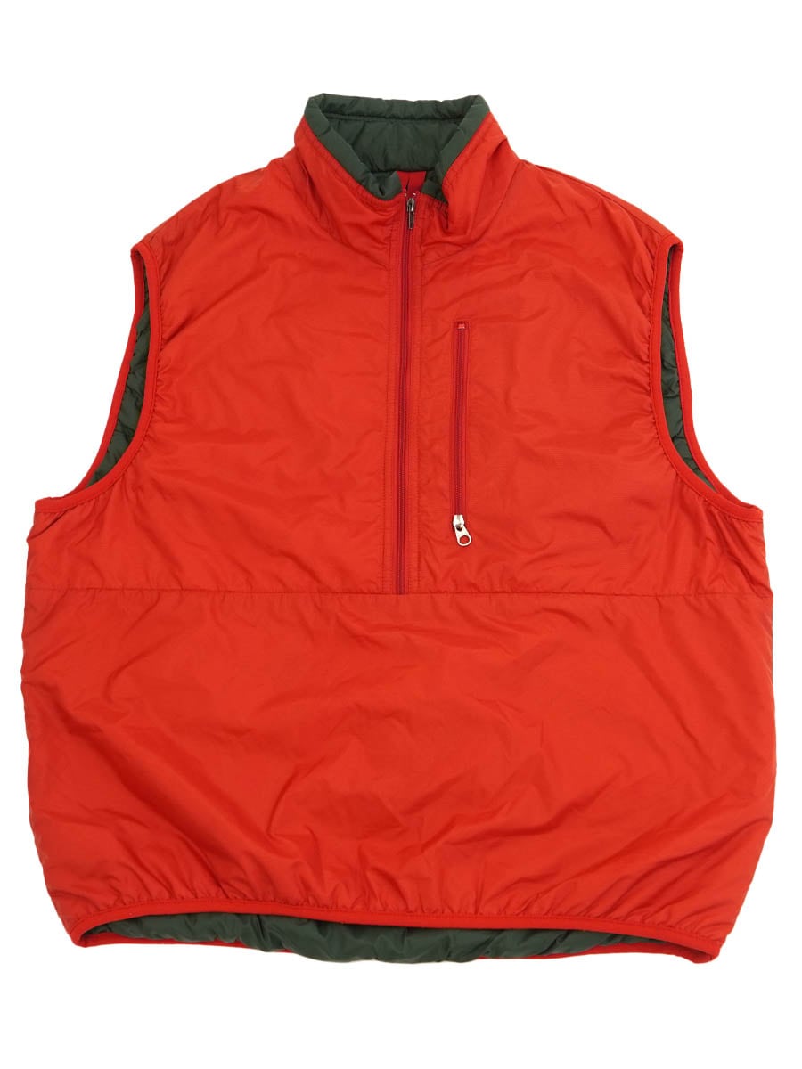 '01 PATAGONIA PUFFBALL VEST FIRE/DARK MOSS (SIZE.MEDIUM)