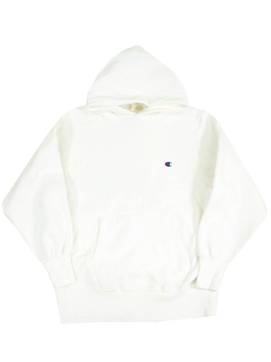 90'S CHMAPION REVERSE WEAVE HOODIE PLAIN WHITE (SIZE.LARGE) MADE IN USA