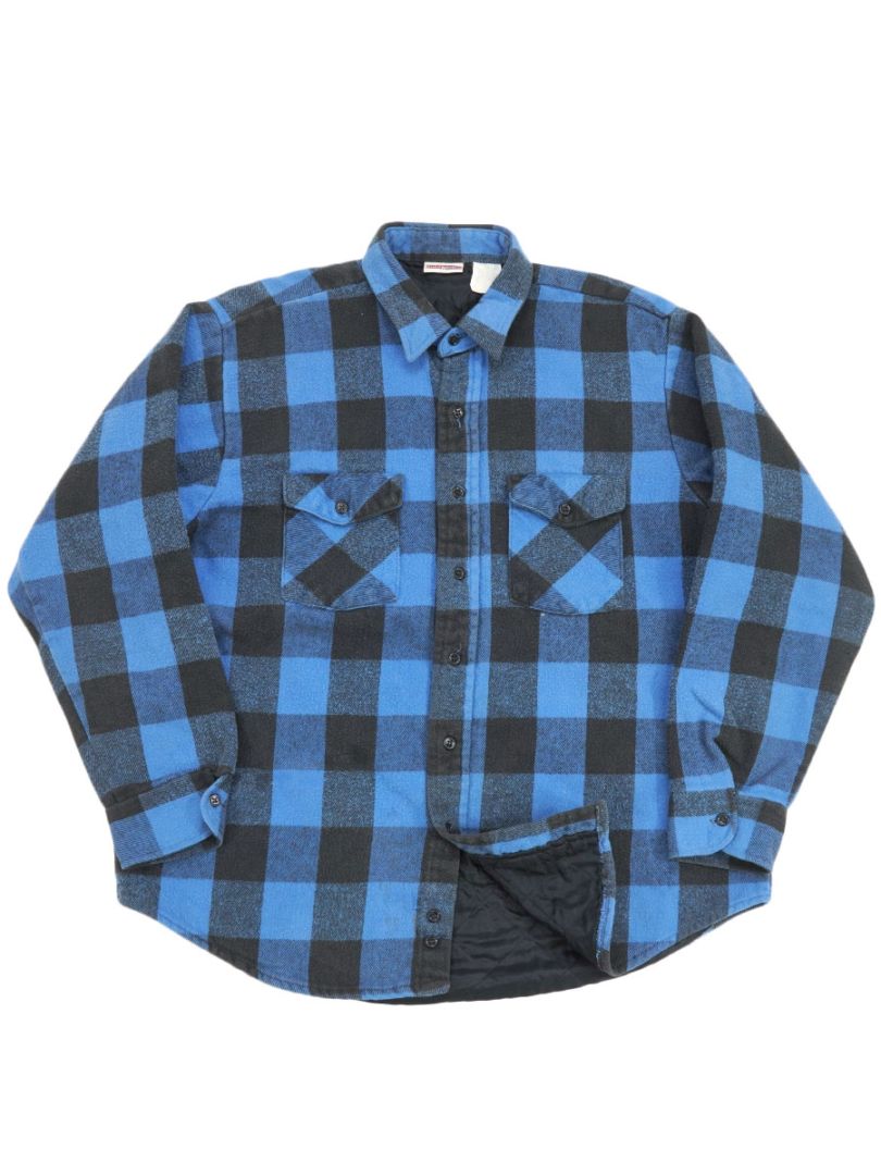 80'S～ FIELD&STREAM QUILTING LINED PLAID FLANNEL SHIRT (SIZE.X LARGE)