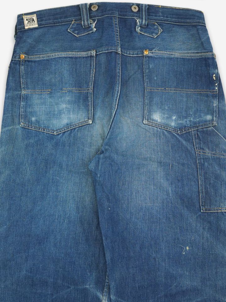 1930'S BLACK BEAR DENIM WORK PANTS (APPROX.W37 L30)