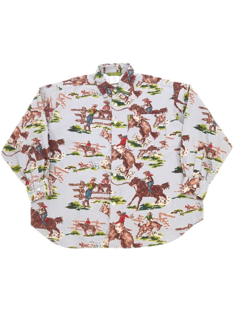 90'S～ ESPRIT 100% COTTON LONG SLEEVE SHIRT COWBOY PATTERN (SIZE.SMALL)