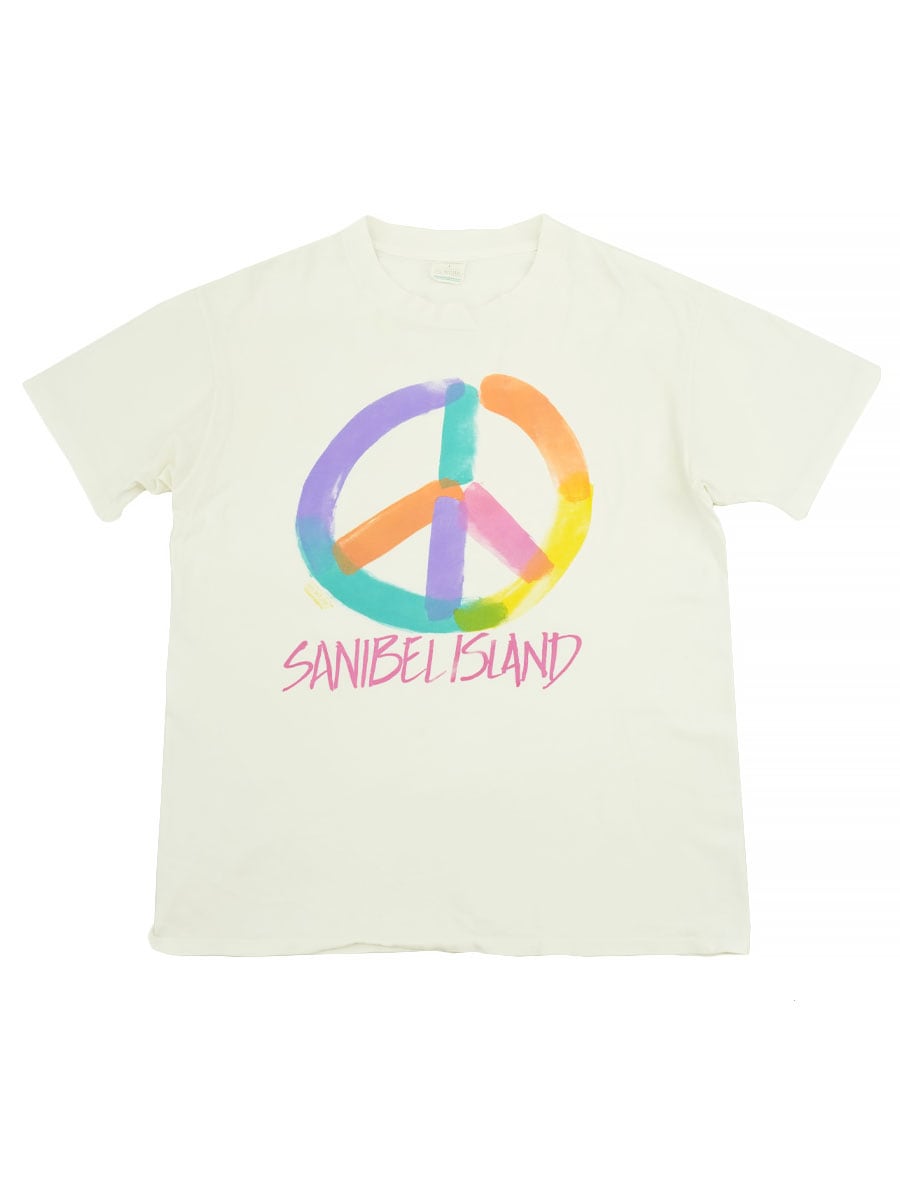 90'S ON WHITE ''SANIBELL ISLAND'' PEACE MARK T SHIRT (SIZE. LARGE