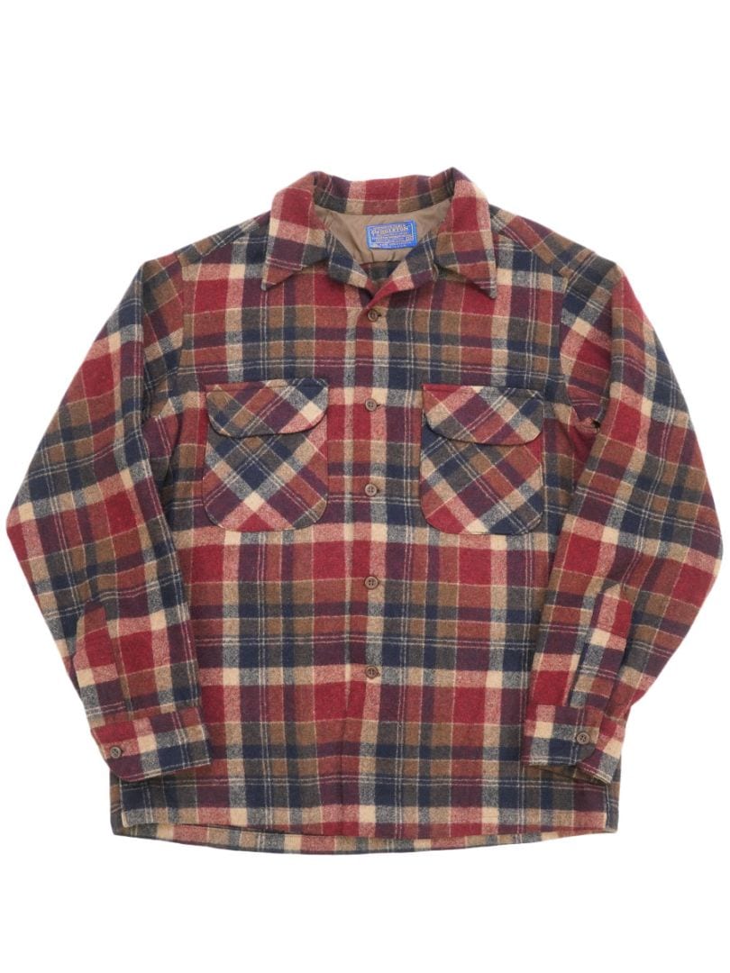 80'S PENDLETON PLAID BOARD SHIRT (SIZE. MEDIUM)