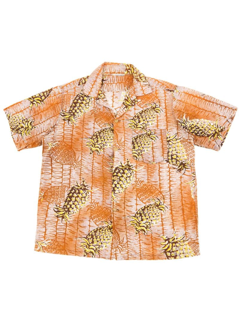 50'S PINEAPPLE PATTERN COTTON HAWAIIAN SHIRT (SIZE.MEDIUM)