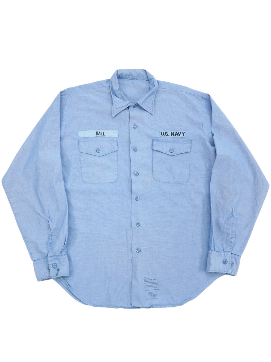80'S U.S.NAVY CHAMBRAY UTILITY SHIRT (SIZE.X LARGE) | SOLD OUT