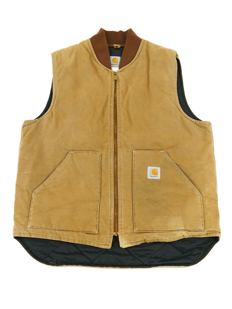 90'S CARHARTT DUCK VEST TAN (SIZE.X LARGE) MADE IN USA