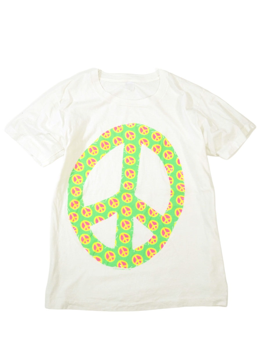 80'S ''PEACE'' LOGO T SHIRT WHITE (SIZE.X LARGE)