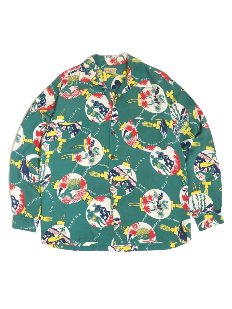 50'S SURFRIDERS SPORTSWEAR L/S HAWAIIAN SHIRT (SZIE.MEDIUM