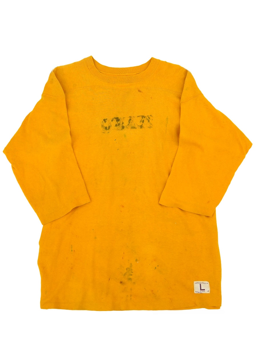 60'S CHAMPION ''U.V.A.A.'' FOOTBALL T SHIRT YELLOW (SIZE.LARGE