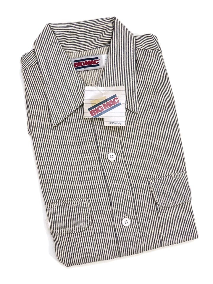 80'S BIGMAC HICKORY STRIPE WORK SHIRT (SIZE. LARGE)