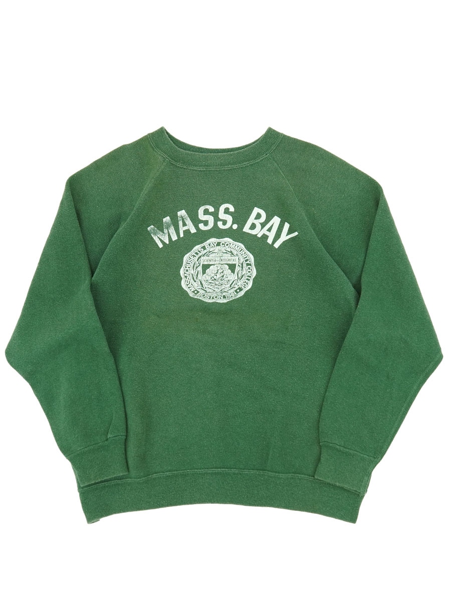 60's～ ''MASS.BAY'' SWEAT SHIRT GREEN (SIZE.LARGE)