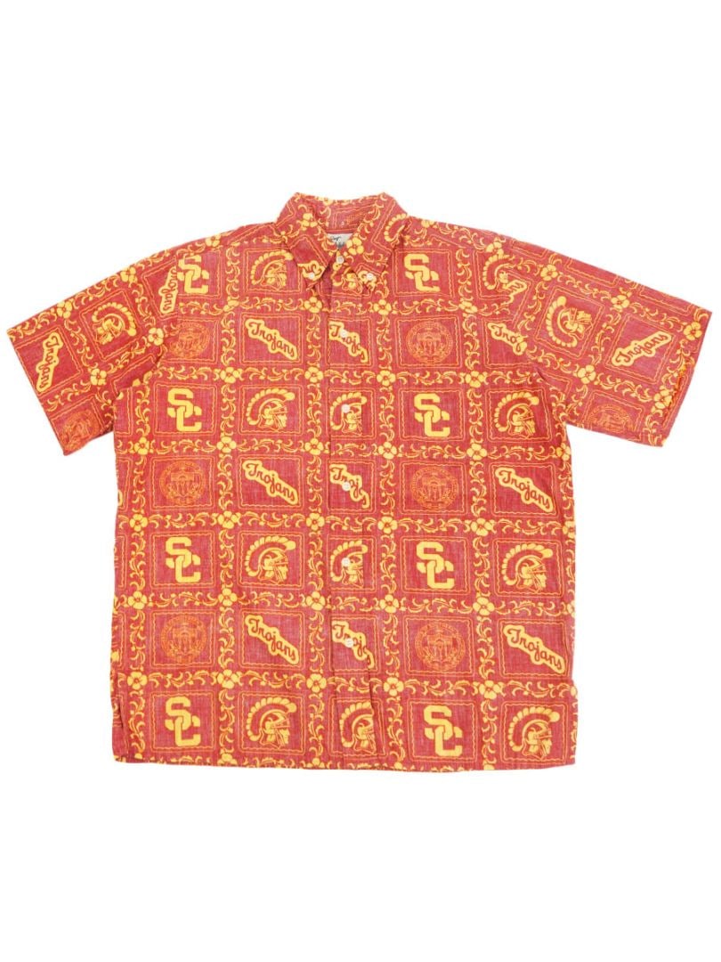 90'S REYN SPOONER ''USC TROJANS'' S/S B.D. SHIRT (SIZE.SMALL)