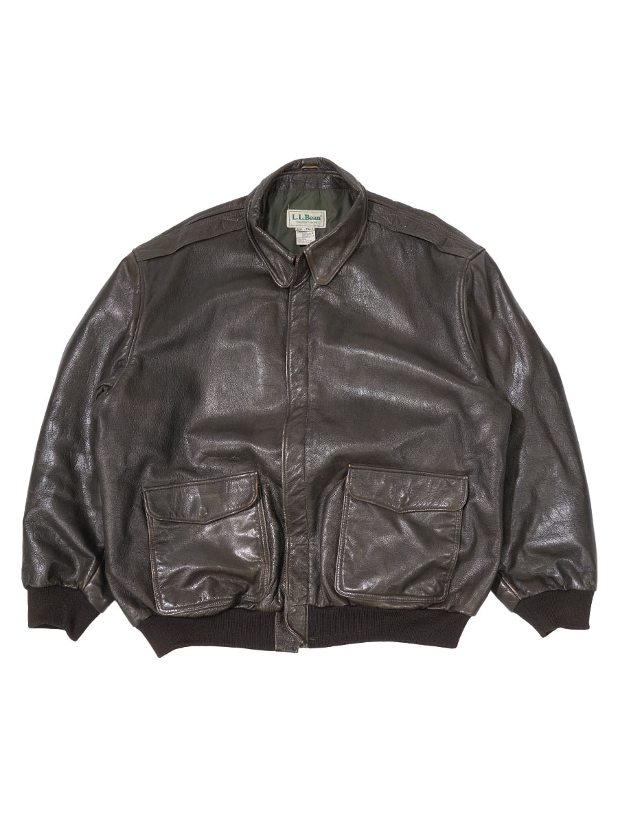 80'S L.L.BEAN A-2 LEATHER FLIGHT JACKET (SIZE.XX LARGE TALL) MADE IN USA