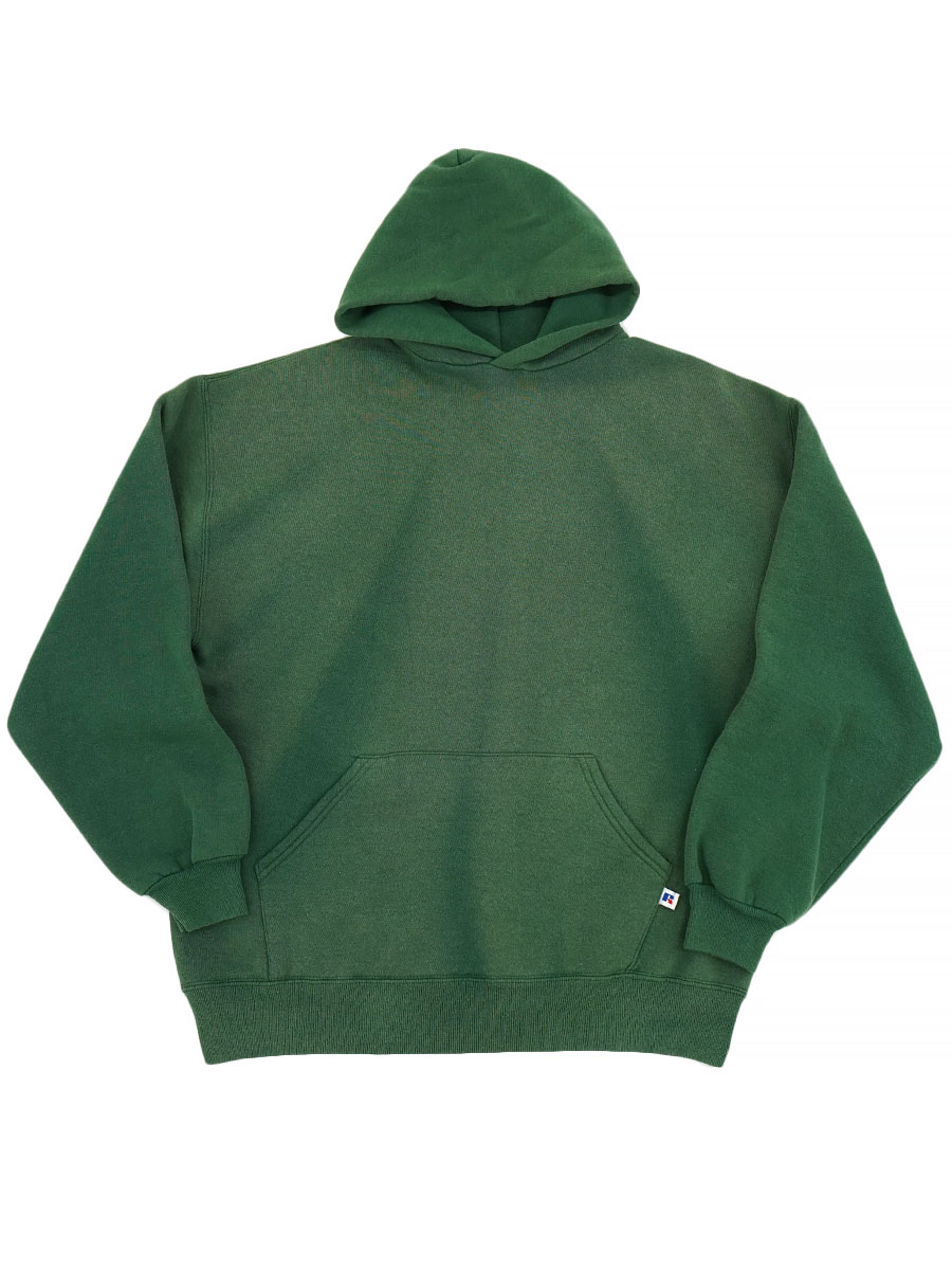 90'S RUSSELL ATHLETIC SWEAT HOODIE SUN FADE GREEN (SIZE. XL) MADE IN USA
