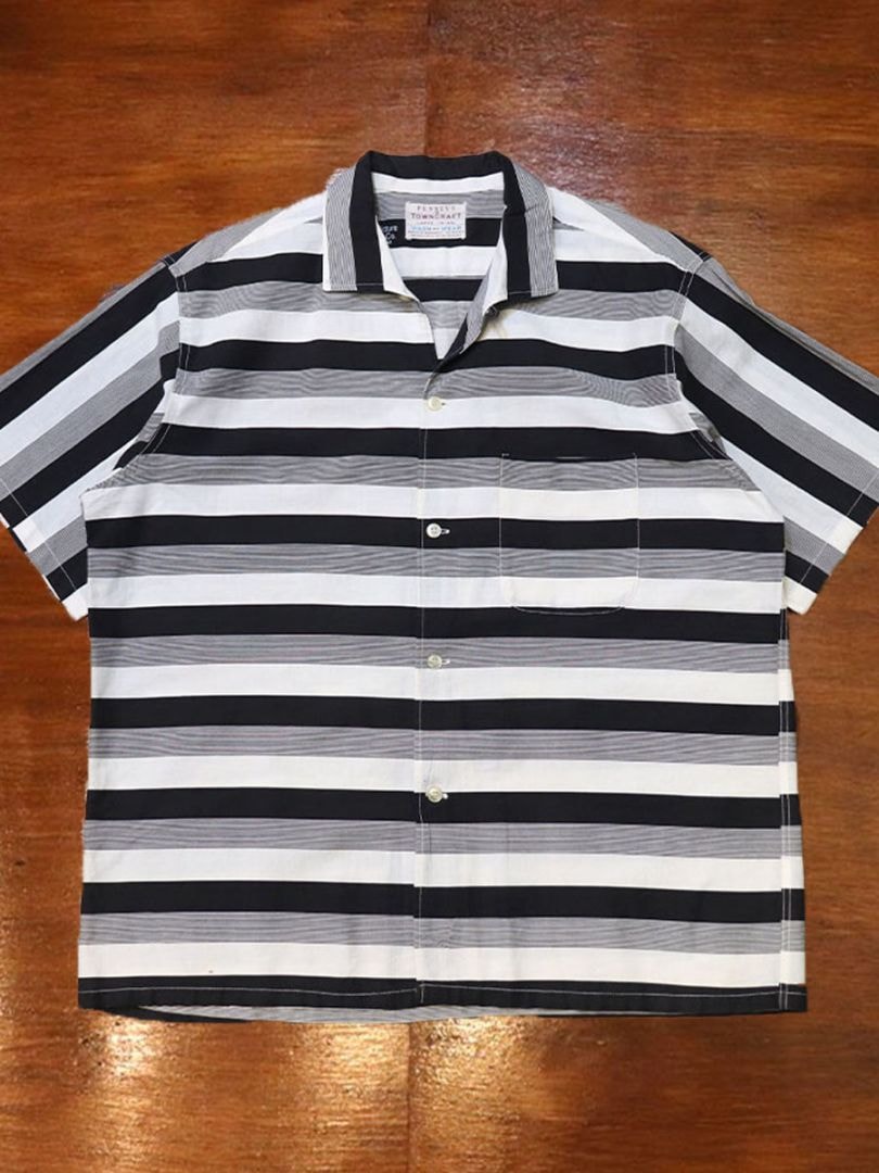 1960s S/S BORDER SHIRT , Size L
