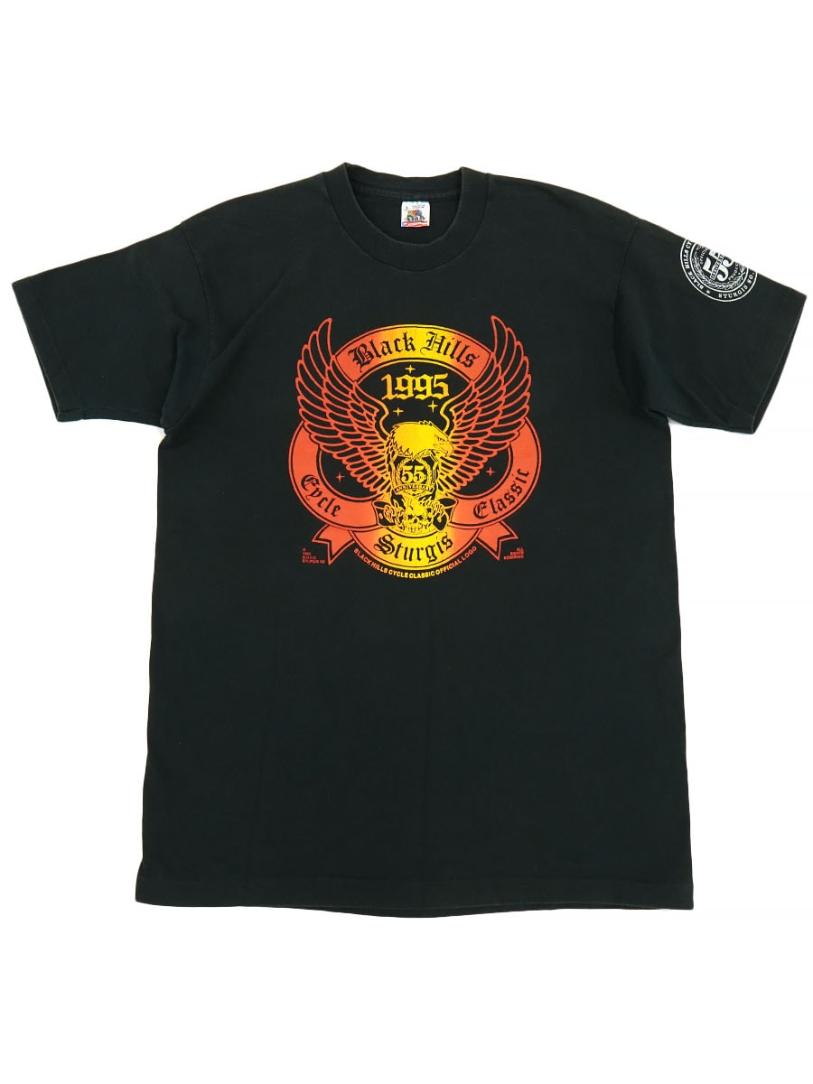 90'S FRUIT OF THE LOOM ''BLACK HILLS STURGIS 1995'' BOTH PRINT T SHIRT (SIZE. LARGE)