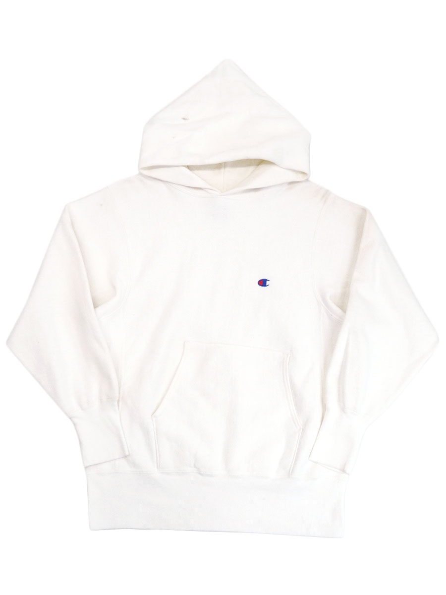 90'S CHAMPION REVERSE WEAVE HOODIE PLAIN WHITE (SIZE.SMALL) MADE IN USA