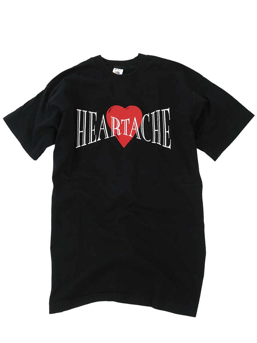 90'S FRUIT OF THE LOOM ''HEARTACHE'' T SHIRT BLACK (SIZE.X LARGE) MADE IN USA