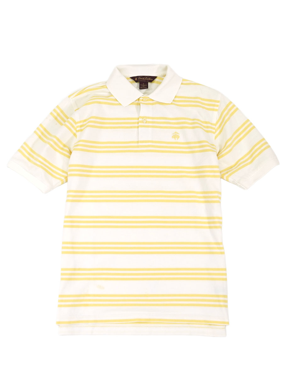 BROOKS BROTHERS POLO SHIRT WHITE/YELLOW (SIZE.LARGE) 