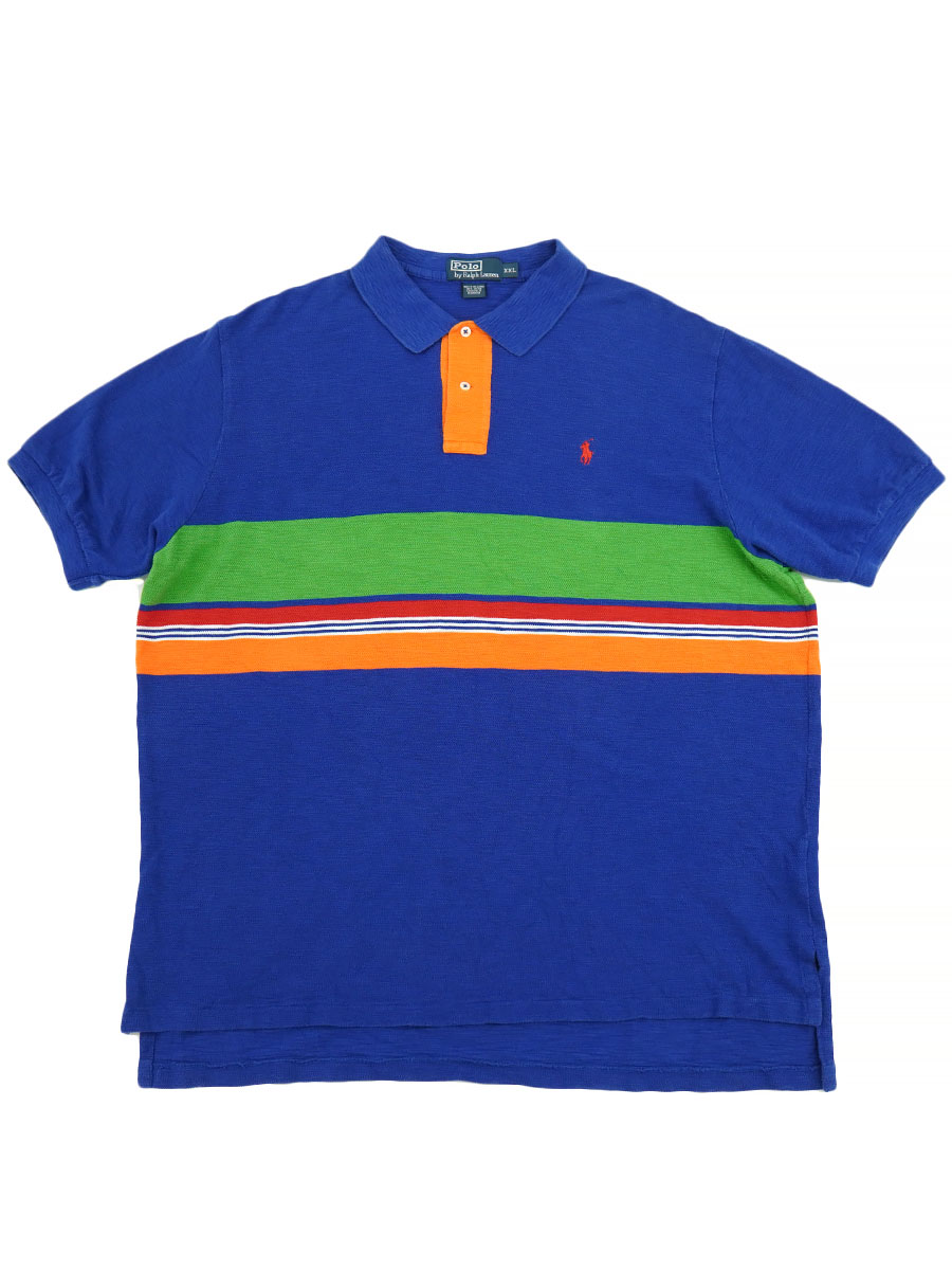 RALPH LAUREN RANDOM BORDER S/S POLO SHIRT (SIZE. XX LARGE)