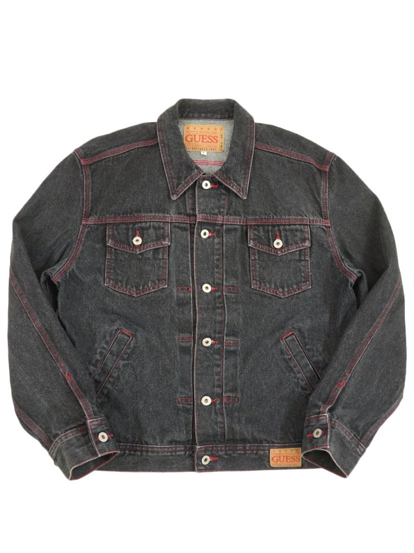 GUESS BLACK DENIM JACKET (SIZE.LARGE) MADE IN USA