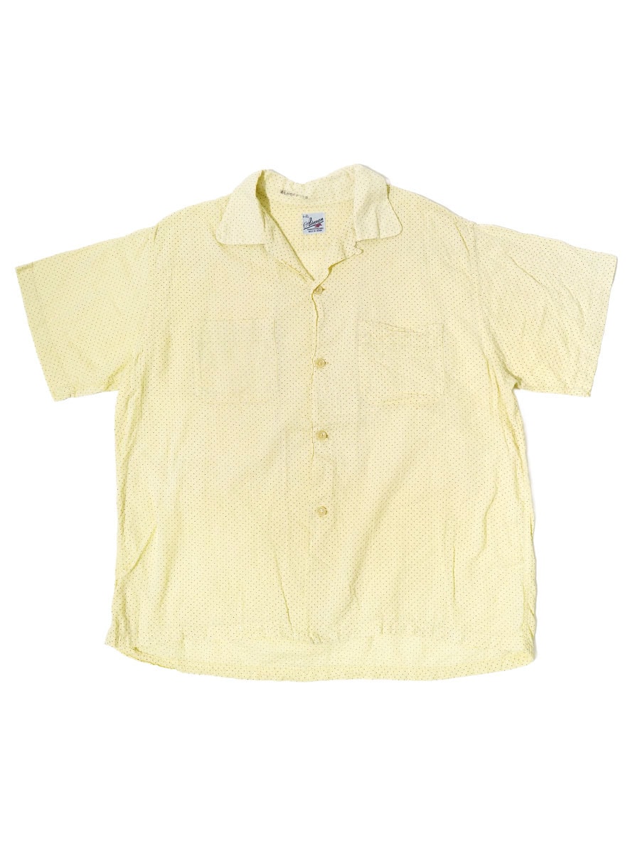 50'S AIRMAN DOT PATTERN S/S COTTON SHIRT LEMON YELLOW (SIZE.LARGE)