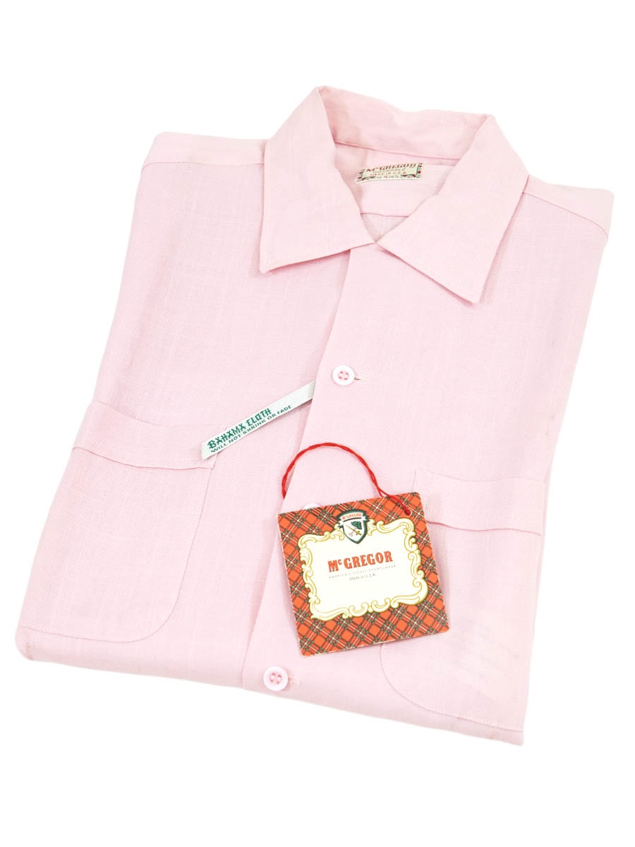 60'S MCGREGOR SHORT SLEEVE SPORT SHIRT PINK (SIZE.SMALL) NOS