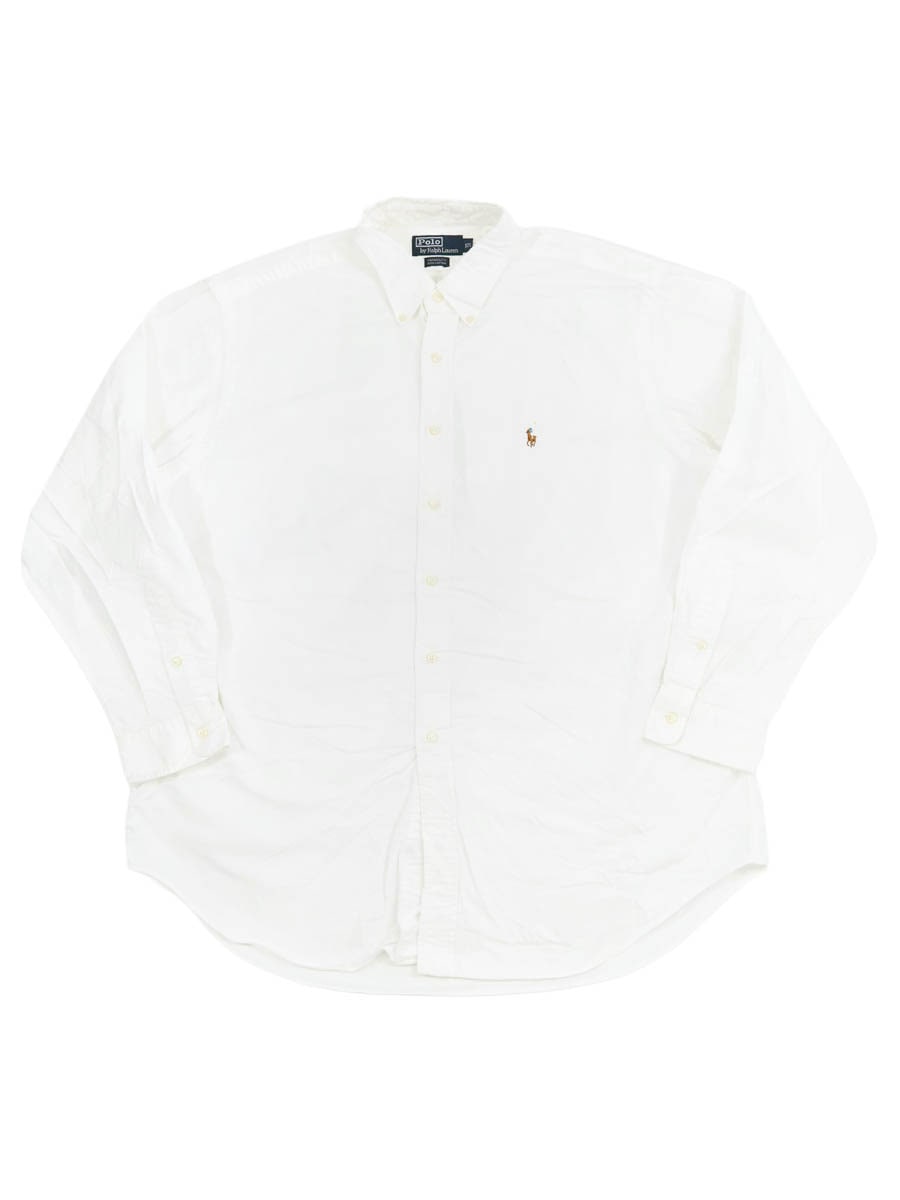 RALPH LAUREN ''YARMOUTH'' 100%COTTON B.D. SHIRT WHITE (SIZE.17 1/2)